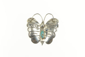 Sterling Silver Marquise Turquoise Butterfly Native American Pin/Brooch