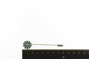 Sterling Silver Robert Dishta Zuni Native American Turquoise Stick Pin