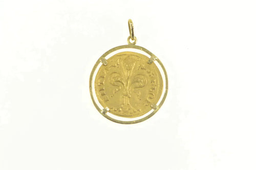 18K 1342-1382 Florin Genuine Italy Coin Charm/Pendant Yellow Gold