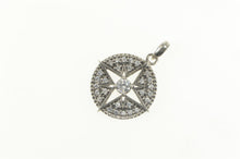 Load image into Gallery viewer, Sterling Silver Round North Star Compass Pave CZ Round Pendant