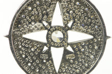 Load image into Gallery viewer, Sterling Silver Round North Star Compass Pave CZ Round Pendant