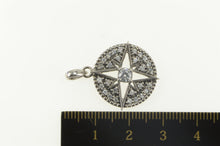 Load image into Gallery viewer, Sterling Silver Round North Star Compass Pave CZ Round Pendant