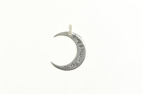 Sterling Silver To The Moon and Back Crescent Moon Space Charm/Pendant