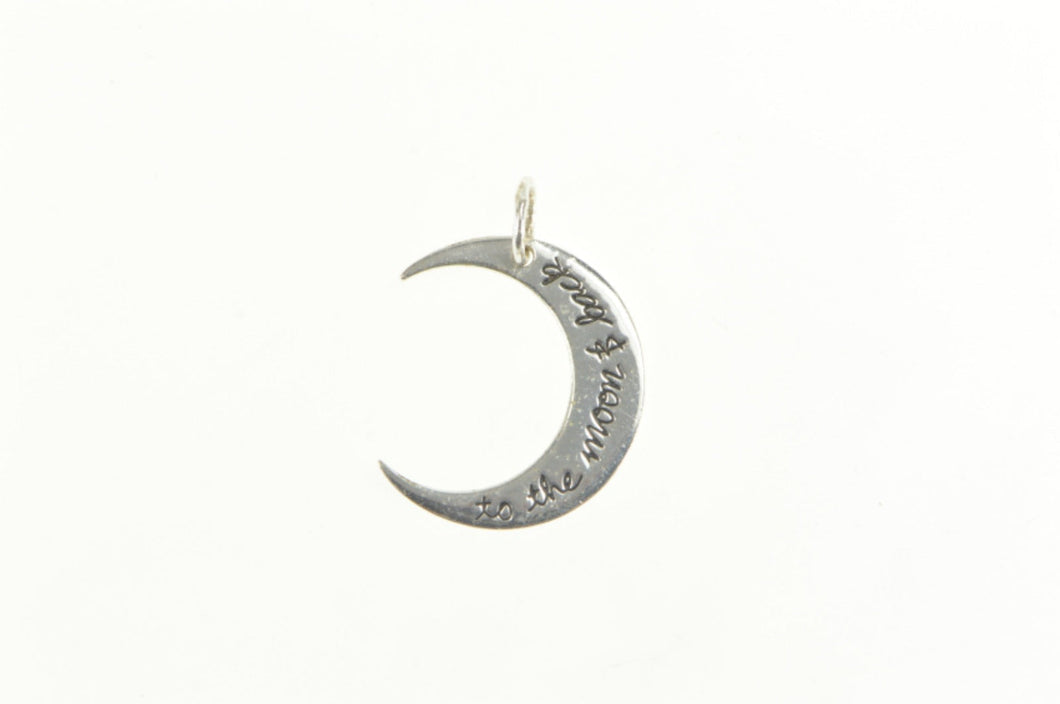 Sterling Silver To The Moon and Back Crescent Moon Space Charm/Pendant