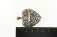 Load image into Gallery viewer, Sterling Silver Victorian Repousse Puffy Heart Locket Charm/Pendant