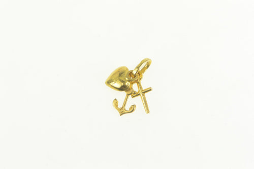 14K Faith Hope Love Cross Anchor Heart Symbol Charm/Pendant Yellow Gold