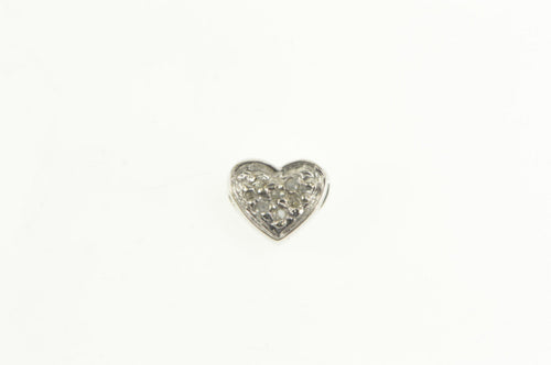 10K Cut Diamond Pave Heart Love Symbol Charm/Pendant White Gold