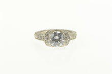 Load image into Gallery viewer, Sterling Silver Round Ornate Travel Engagement CZ Split Design Ring