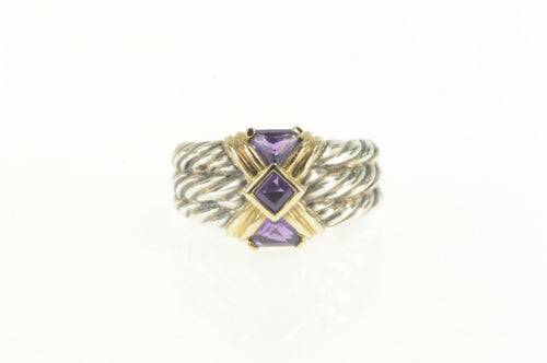 Sterling Silver Bill Blass 14k Gold Amethyst Two Tone Ring