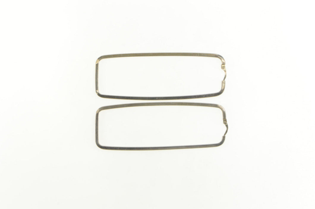 Sterling Silver 76.2mm Squared Oval Statement Hoop Earrings