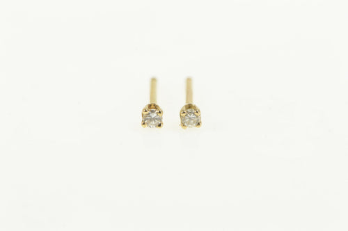 14K Diamond Classic Simple Solitaire Stud Earrings Yellow Gold
