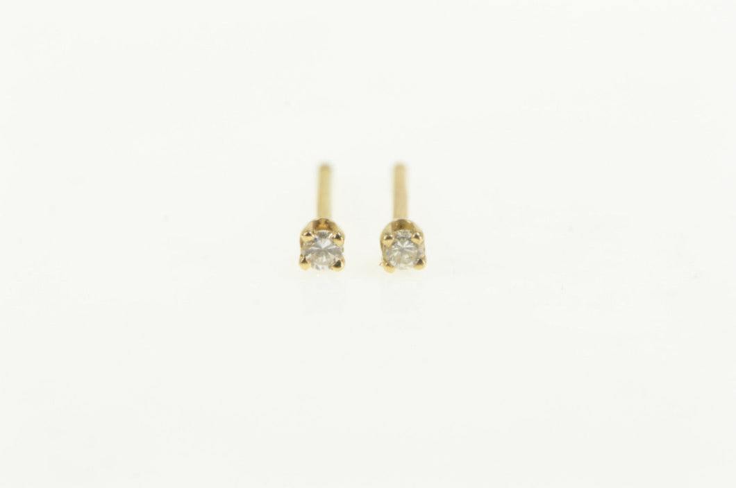 14K Diamond Classic Simple Solitaire Stud Earrings Yellow Gold