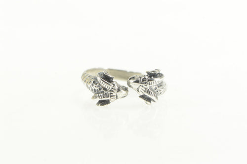Sterling Silver Ram Head Aries Astrology Sign Wrap Ring