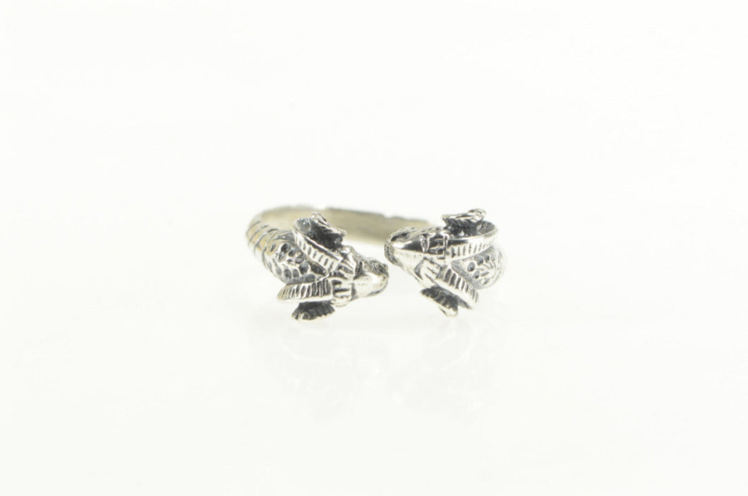 Sterling Silver Ram Head Aries Astrology Sign Wrap Ring
