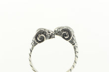 Load image into Gallery viewer, Sterling Silver Ram Head Aries Astrology Sign Wrap Ring