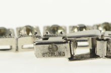 Load image into Gallery viewer, Sterling Silver 1940&#39;s Classic Rhinestone Squared Tennis Necklace 14&quot;