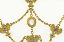 Load image into Gallery viewer, 14K Moonstone Sapphire Angel Wing Lavalier Necklace 16&quot; Yellow Gold