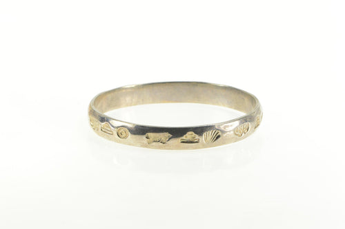 Sterling Silver South American Stamped Pattern Bangle Bracelet 8.25