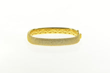 Load image into Gallery viewer, Sterling Silver Pave Encrusted Squared Oval Designer Bangle Bracelet 7.25&quot;