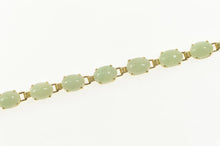 Load image into Gallery viewer, 14K Oval Jadeite Cabochon Statement Bracelet 7&quot; Yellow Gold