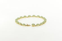 Load image into Gallery viewer, 14K Oval Jadeite Cabochon Statement Bracelet 7&quot; Yellow Gold