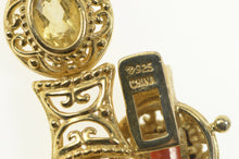 Load image into Gallery viewer, Sterling Silver Elaborate Filigree Amethyst Topaz Citrine Bracelet 7.5&quot;