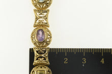 Load image into Gallery viewer, Sterling Silver Elaborate Filigree Amethyst Topaz Citrine Bracelet 7.5&quot;