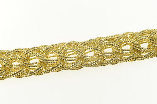 Sterling Silver Woven Textured Elaborate Chain Retro Charm Bracelet 7.5