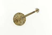 Load image into Gallery viewer, Sterling Silver Ornate Filigree Domra Russian String Instrument Pin/Brooch