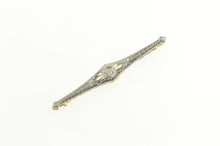 Load image into Gallery viewer, 14K Diamond Two Tone Art Deco Ornate Bar Pin/Brooch Yellow Gold