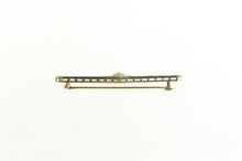 Load image into Gallery viewer, 14K Diamond Two Tone Art Deco Ornate Bar Pin/Brooch Yellow Gold