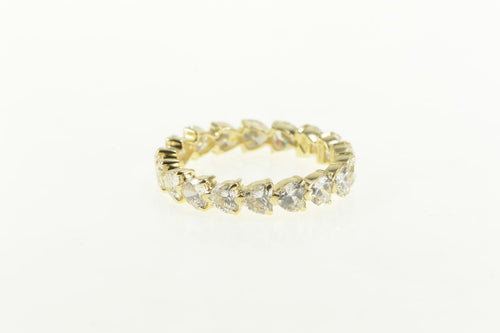 14K Heart CZ Eternity Anniversary Stackable Band Ring Yellow Gold