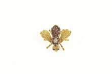 Load image into Gallery viewer, 18K Retro Ruby Diamond Honey Bee Fly Bug Pin/Brooch Yellow Gold