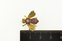 Load image into Gallery viewer, 18K Retro Ruby Diamond Honey Bee Fly Bug Pin/Brooch Yellow Gold