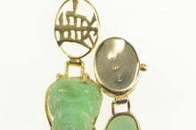 Load image into Gallery viewer, 14K Carved Jade Buddha Chinese Character Ornate Bracelet 6.5&quot; Yellow Gold