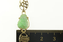 Load image into Gallery viewer, 14K Carved Jade Buddha Chinese Character Ornate Bracelet 6.5&quot; Yellow Gold
