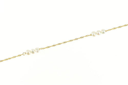 14K Pearl Beaded Twist Link Chain Classic Bracelet 7