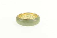 Load image into Gallery viewer, 14K 7.3mm Carved Rounded Jade Band Statement Ring Yellow Gold