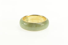Load image into Gallery viewer, 14K 7.3mm Carved Rounded Jade Band Statement Ring Yellow Gold