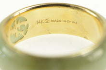 Load image into Gallery viewer, 14K 7.3mm Carved Rounded Jade Band Statement Ring Yellow Gold
