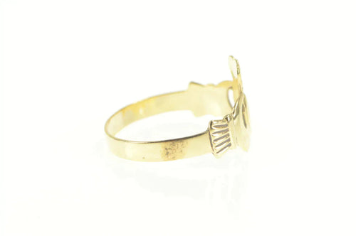 9K Claddagh Traditional Irish Celtic Loyalty Ring Yellow Gold