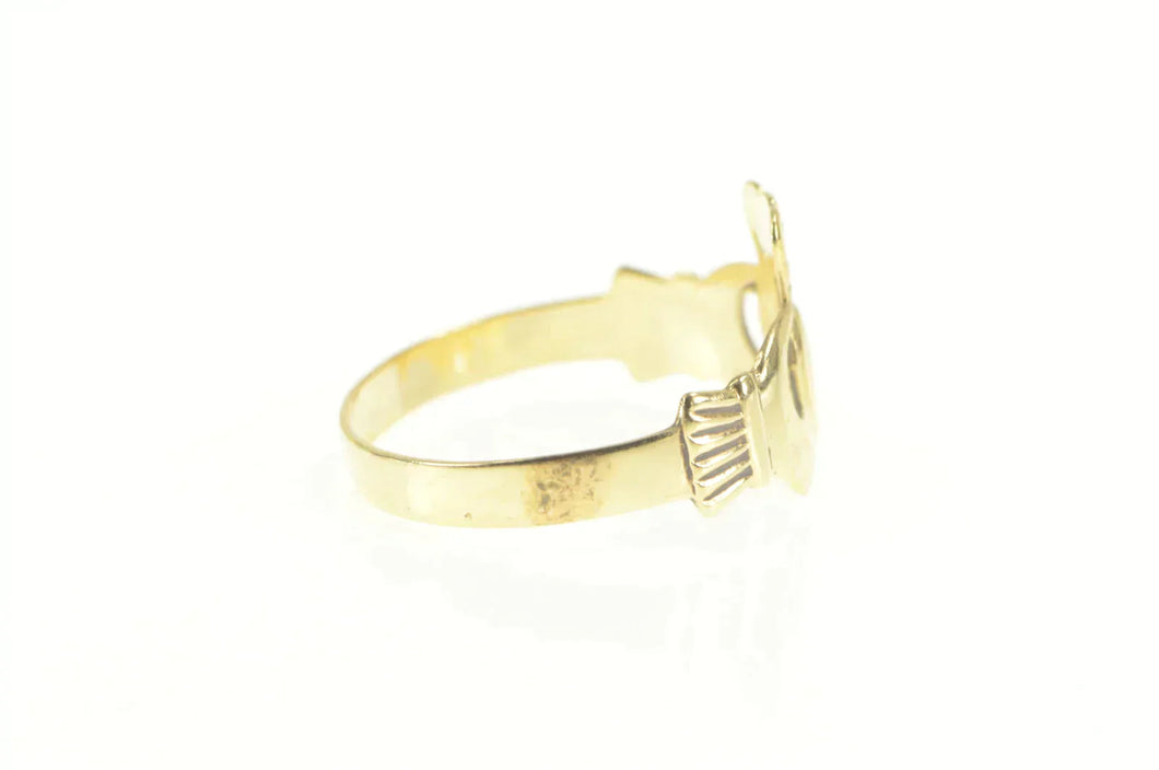 9K Claddagh Traditional Irish Celtic Loyalty Ring Yellow Gold