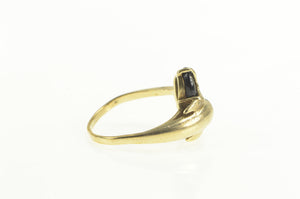 10K Black Onyx Dolphin Sapphire Eyed Statement Ring Yellow Gold