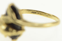 Load image into Gallery viewer, 10K Black Onyx Dolphin Sapphire Eyed Statement Ring Yellow Gold
