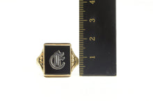 Load image into Gallery viewer, 10K Art Deco C E Monogram Black Onyx Initial Ring Yellow Gold