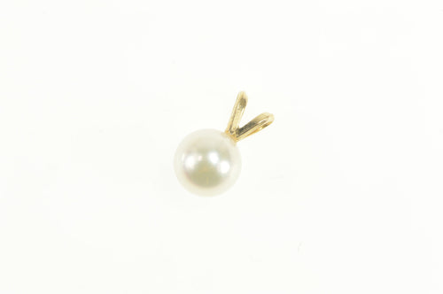 14K 7.1mm Classic Simple Pearl Pendant Yellow Gold