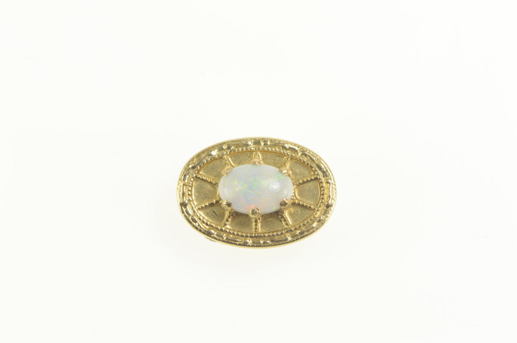 10K Natural Opal Oval Slide Bracelet Charm/Pendant Yellow Gold