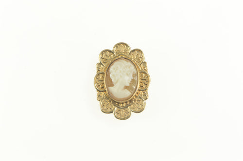 10K Carved Shell Cameo Slide Bracelet Charm/Pendant Yellow Gold