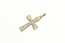 Load image into Gallery viewer, 14K Channel Inset Cross Christian Faith Symbol Pendant Yellow Gold