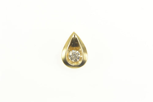 10K 0.10 Ct Diamond Solitaire Tear Drop Slide Pendant Yellow Gold